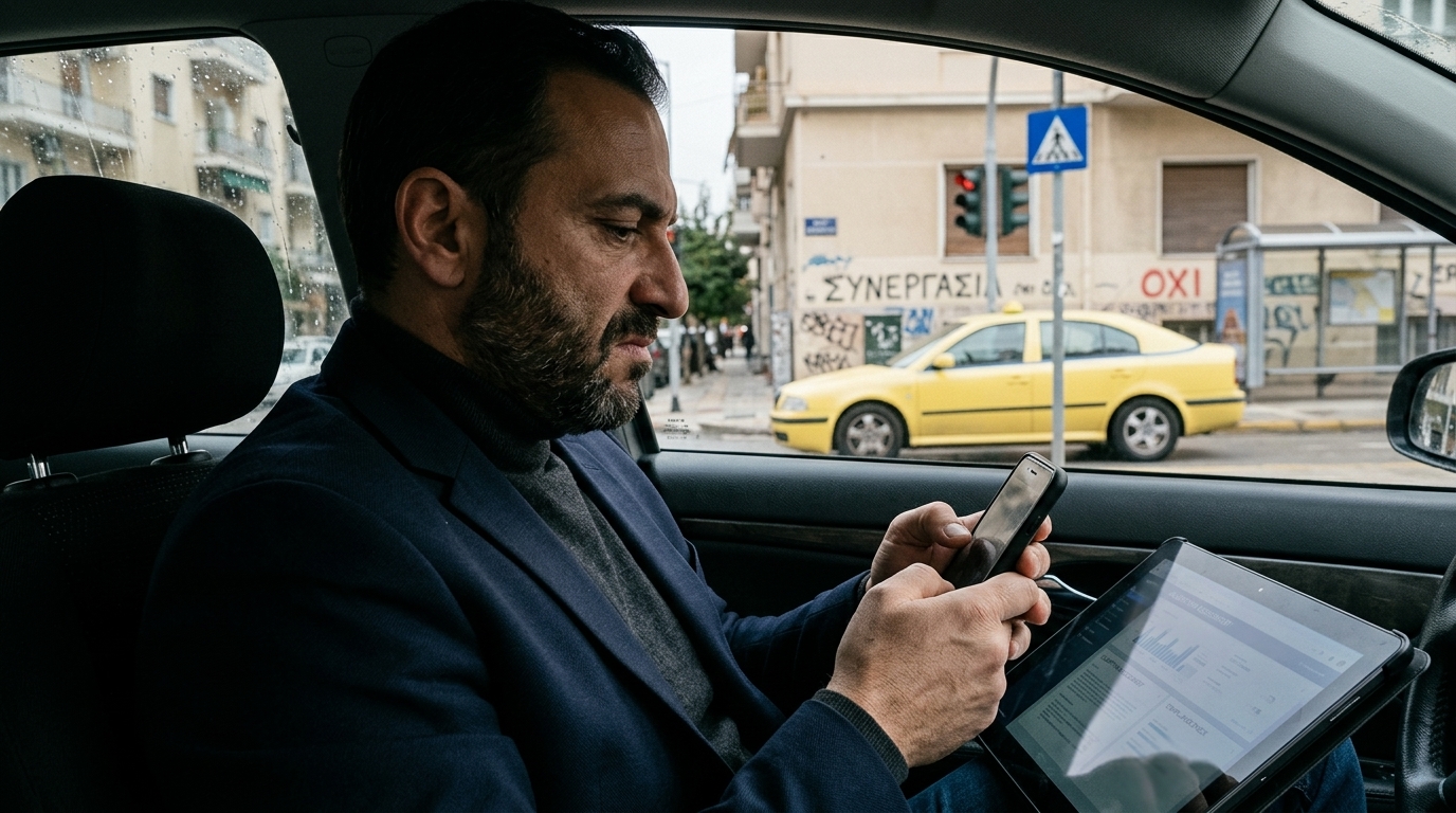 Συμβολική απεικόνιση της Τεχνητής Νοημοσύνης στον χώρο εργασίας και το εργατικό δίκαιο.
