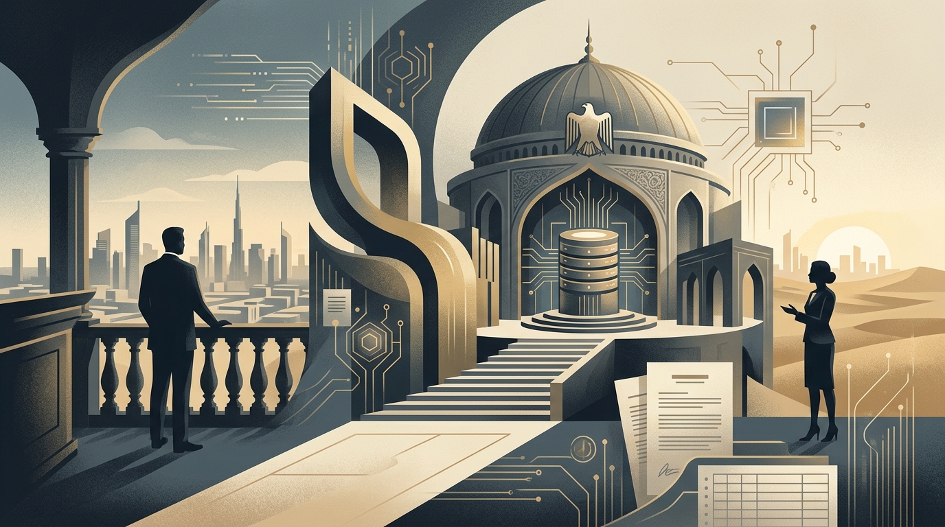 Official building in UAE representing the new national AI and Data Authority for digital governance.