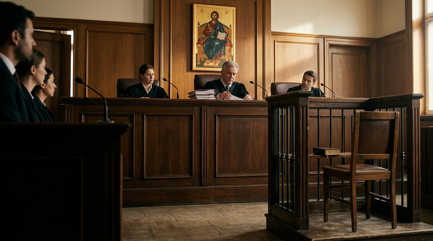 Symbolic representation of wiretapping and justice in Greece.