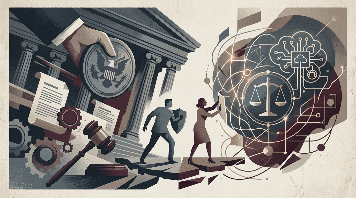 Anthropic logo and the White House representing AI policy tensions.