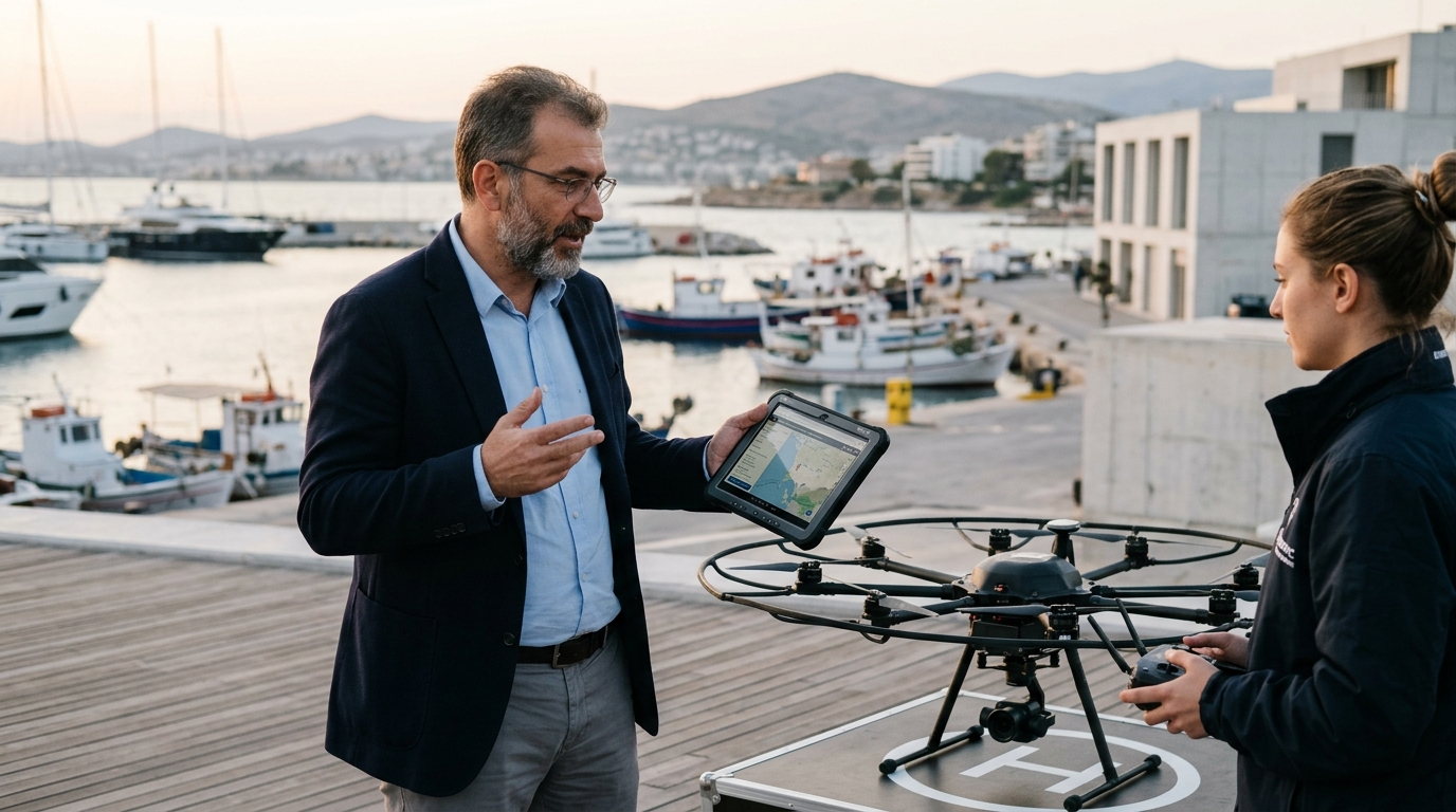 Drone διάσωσης με τεχνητή νοημοσύνη για τον εντοπισμό ναυαγών στη θάλασσα.