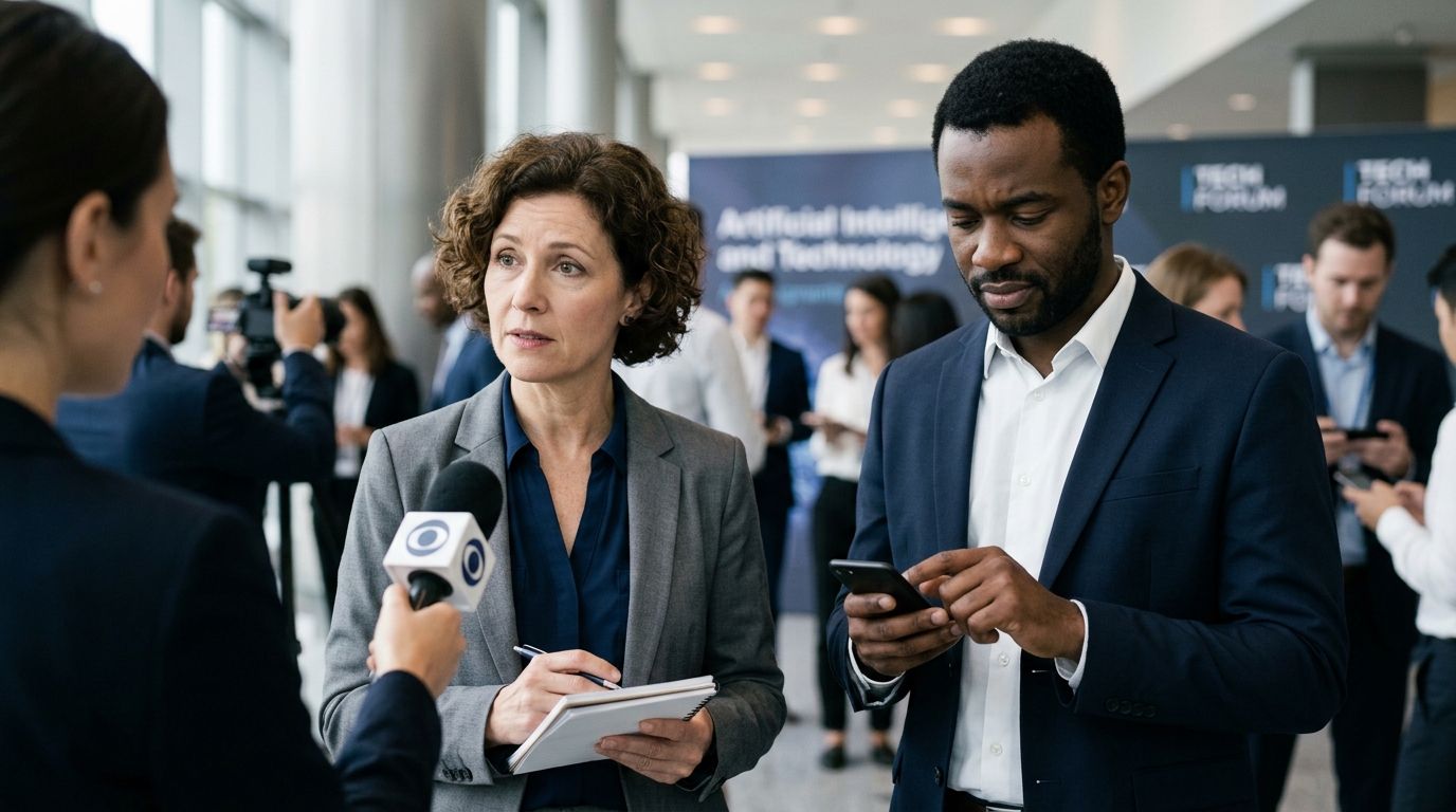 A virtual AI influencer featured in a modern digital advertising campaign.