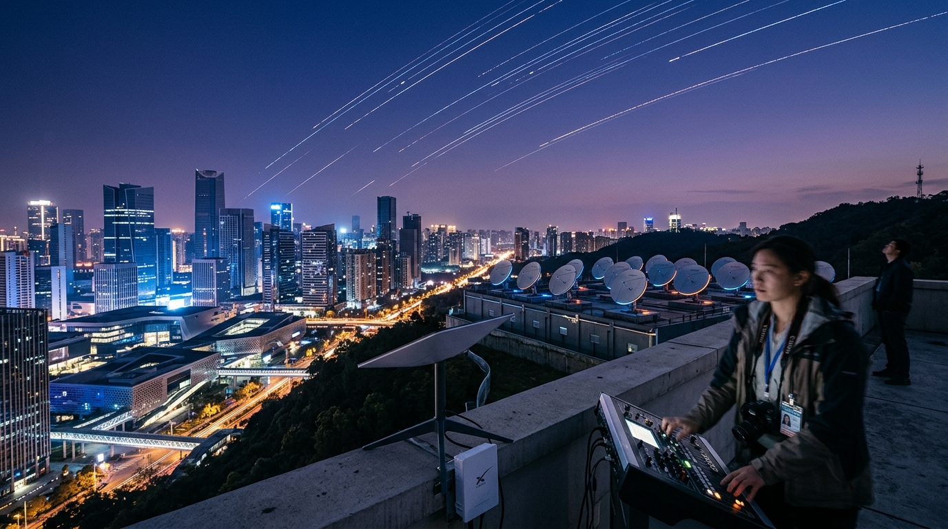 SpaceX Starlink satellites in orbit providing connectivity for Artificial Intelligence networks.