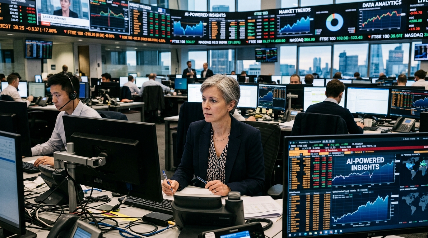Digital representation of AI in banking and financial data analysis.