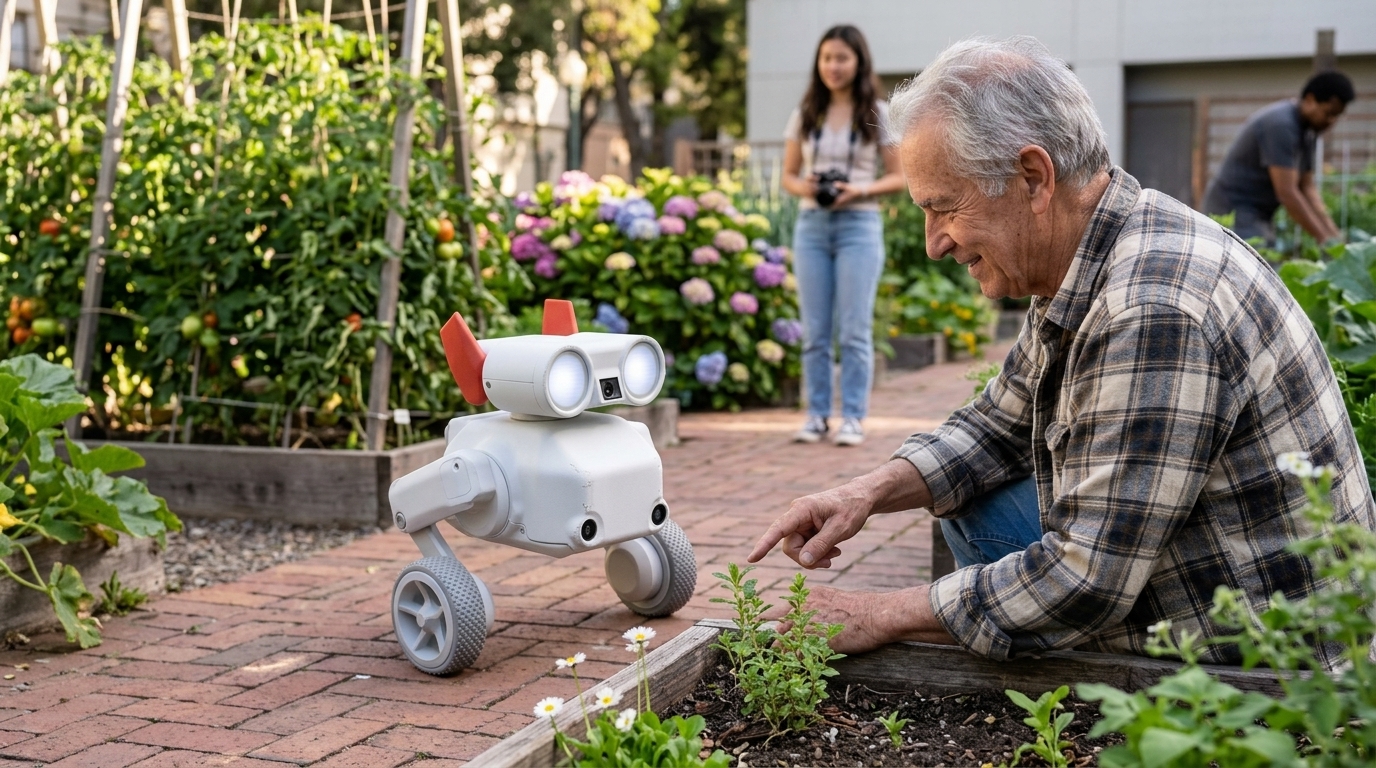 Beni the robot dog by Mondo Robotics in a home setting.