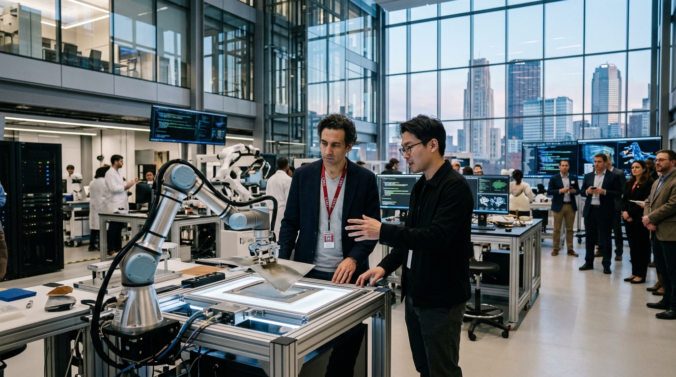 A high-tech robotic arm in a laboratory representing Physical AI research at Carnegie Mellon.