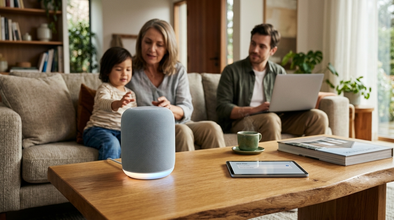 Το νέο έξυπνο ηχείο Google Home με ενσωματωμένη την τεχνητή νοημοσύνη Gemini.