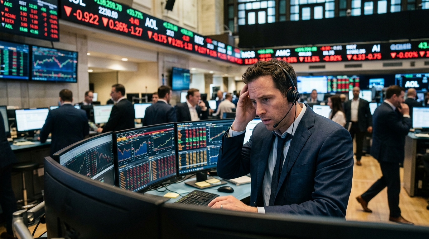 Financial chart showing the 20% dip in AI stocks during the 2026 market correction.
