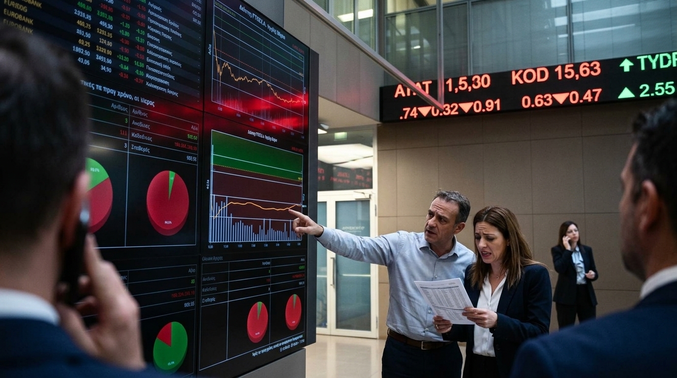 Athens Stock Exchange chart showing the performance gap between Blue Chips and small-cap stocks.