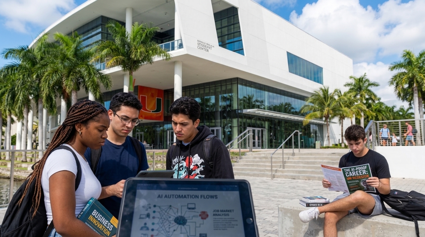 Φοιτητές στο University of Miami συζητούν για την τεχνητή νοημοσύνη στην εκπαίδευση.