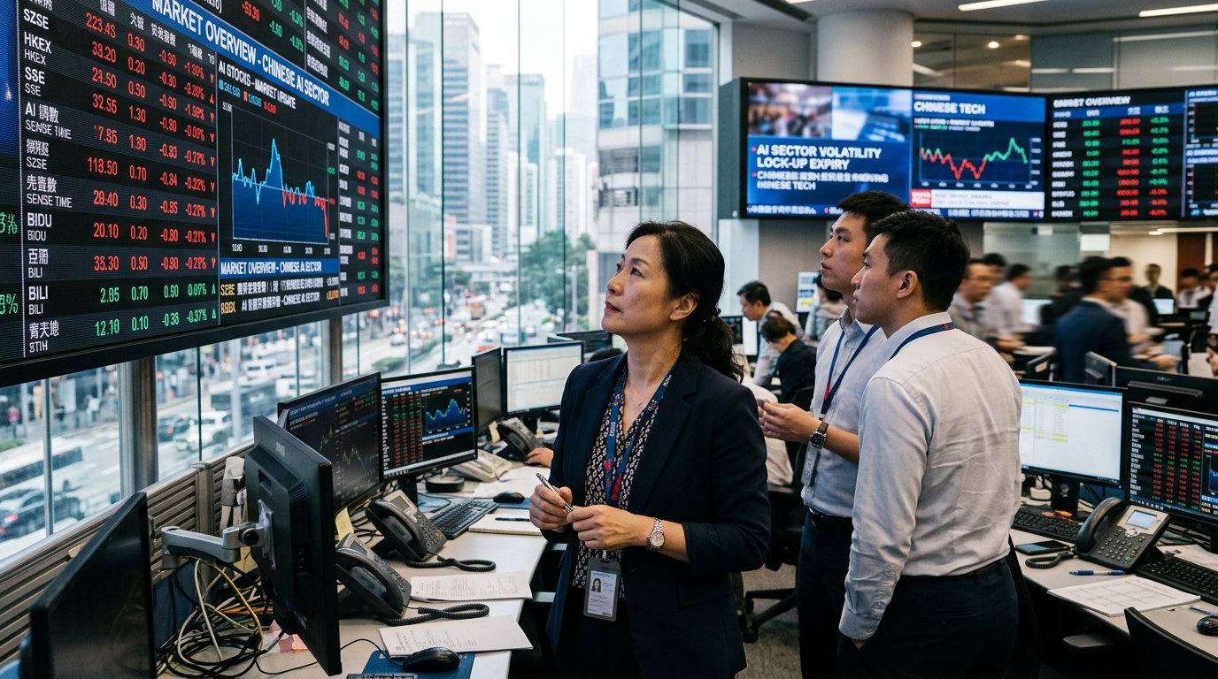 Financial data chart representing Chinese AI market trends and stock lock-up expiry.