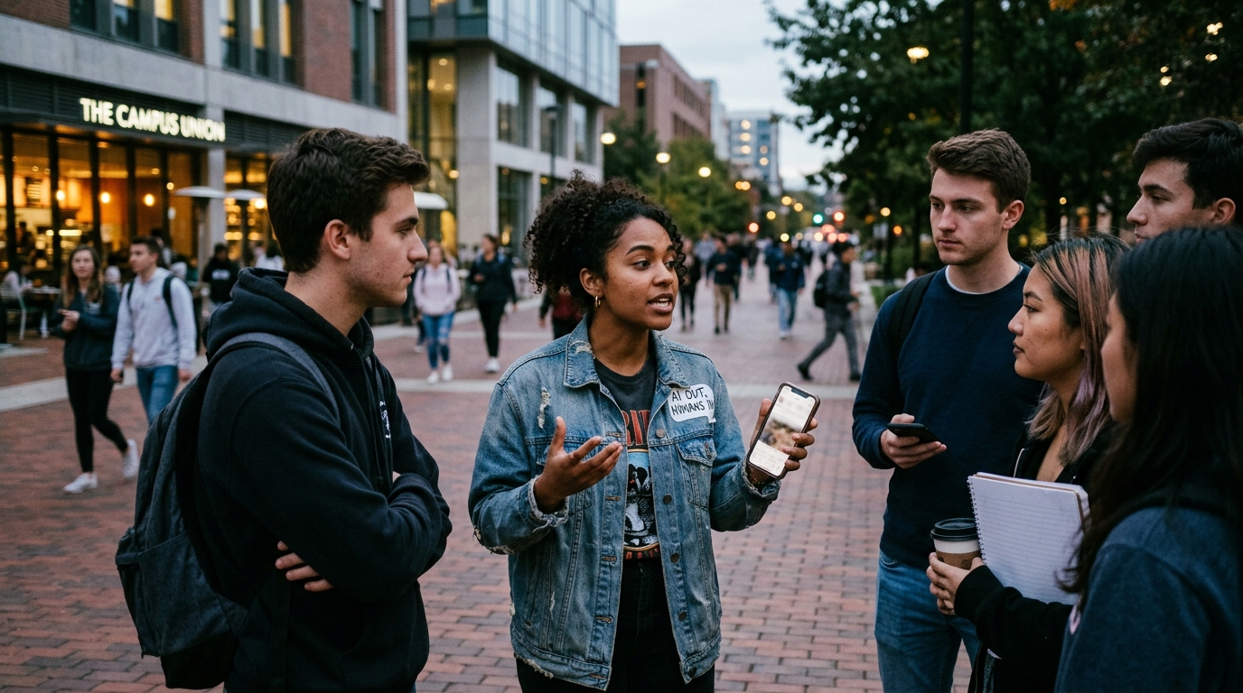Gen Z individuals expressing concern over the impact of AI on jobs and human creativity.