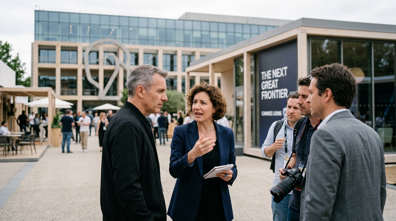 OpenAI logo at Cannes Lions discussing AI in advertising.