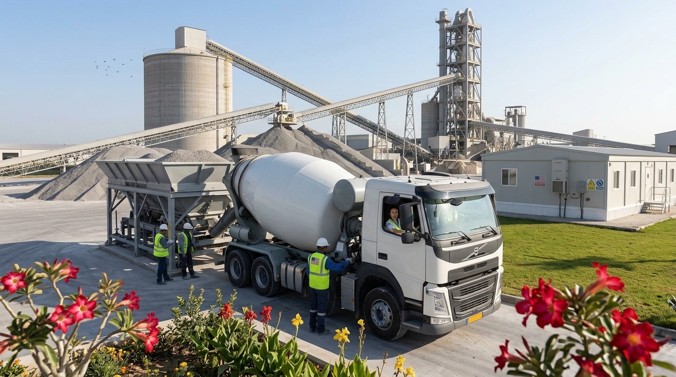 Titan Cement industrial facilities showcasing sustainable construction material production.