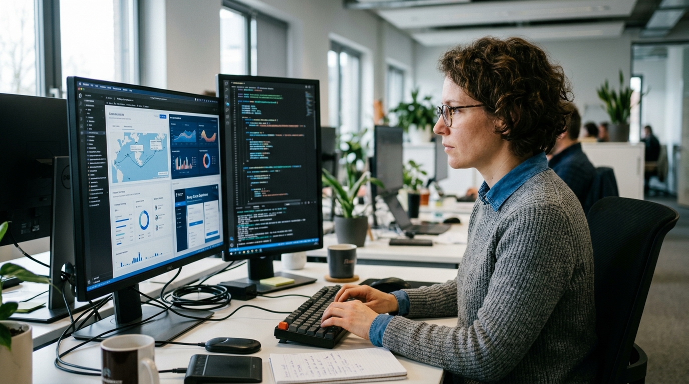 Digital representation of AI in the cruise industry featuring the Rovey travel platform.