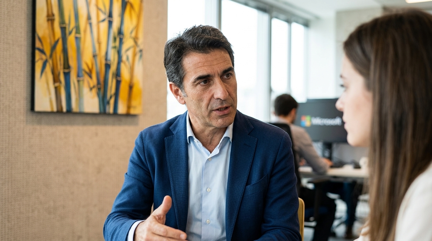 Microsoft executive discussing AI skills and innovation hub potential in Southern Europe and Greece.