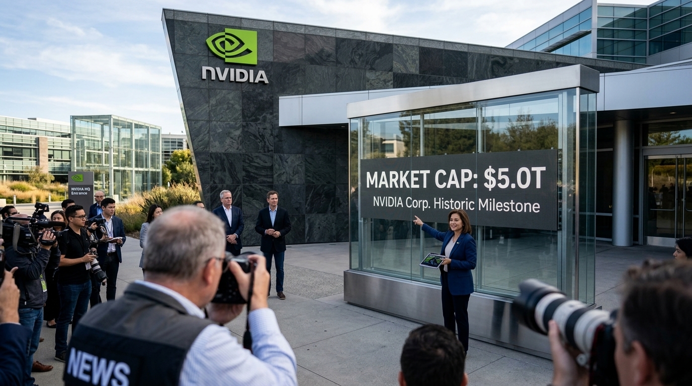 Το λογότυπο της Nvidia σε ψηφιακό φόντο με γραφήματα χρηματιστηρίου και δεδομένα ημιαγωγών.