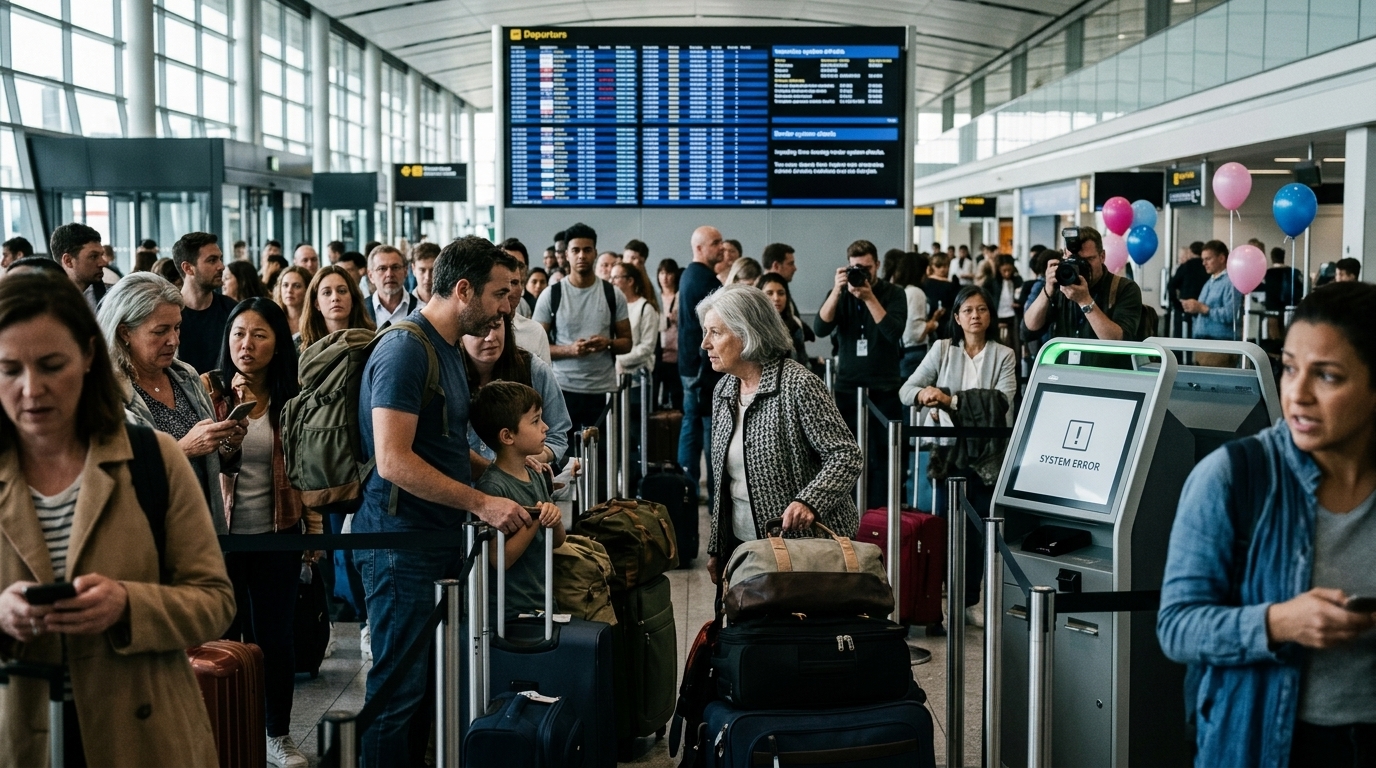 Digital passport control at a Schengen airport using the new EES system.