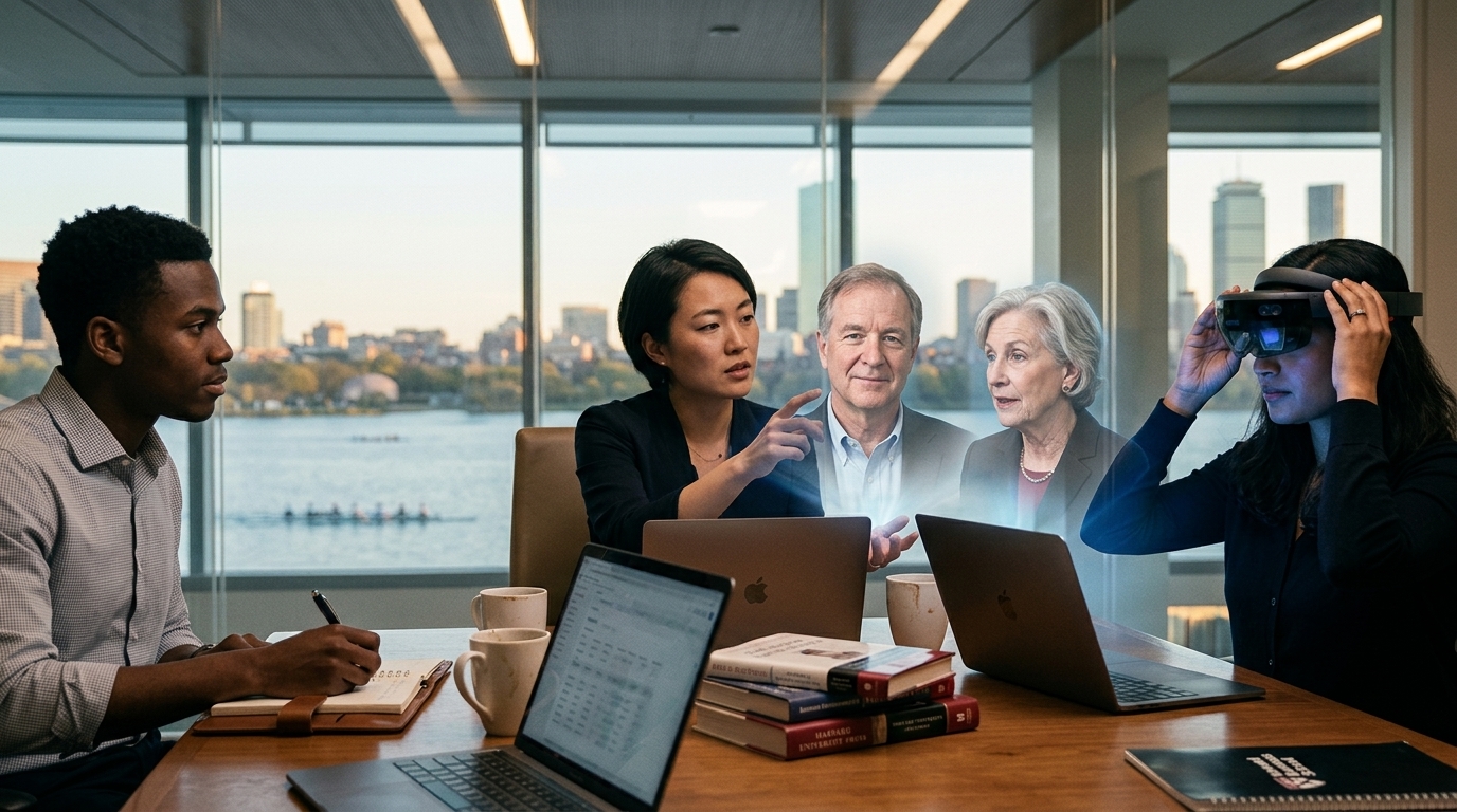 AI professor clone from Harvard Business School mentoring a student.