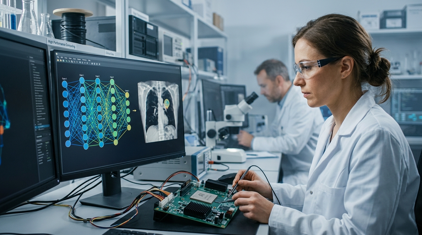 Medical application using Clinical AI in a healthcare setting.