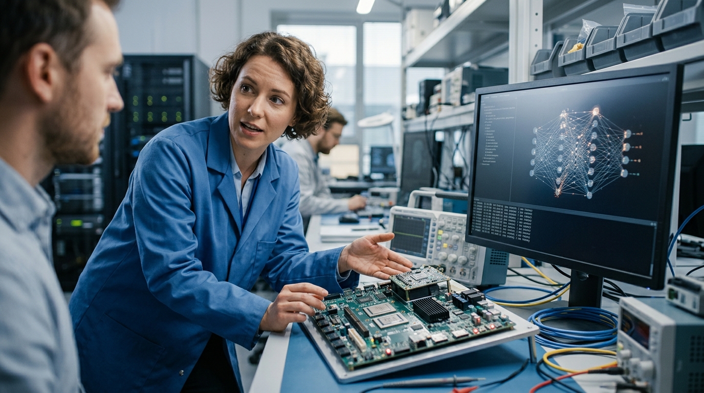 Συσκευή Edge AI που επεξεργάζεται δεδομένα σε πραγματικό χρόνο για αυτόνομες αποφάσεις.