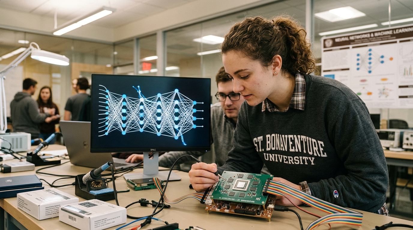 Students at St. Bonaventure University training for universal AI literacy.