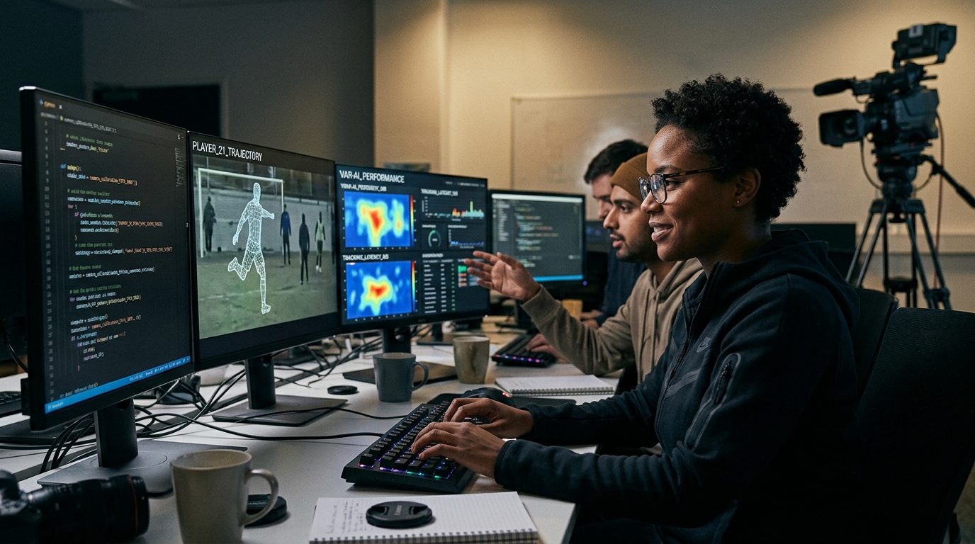 Advanced AI cameras and sensors tracking players at the 2026 World Cup.