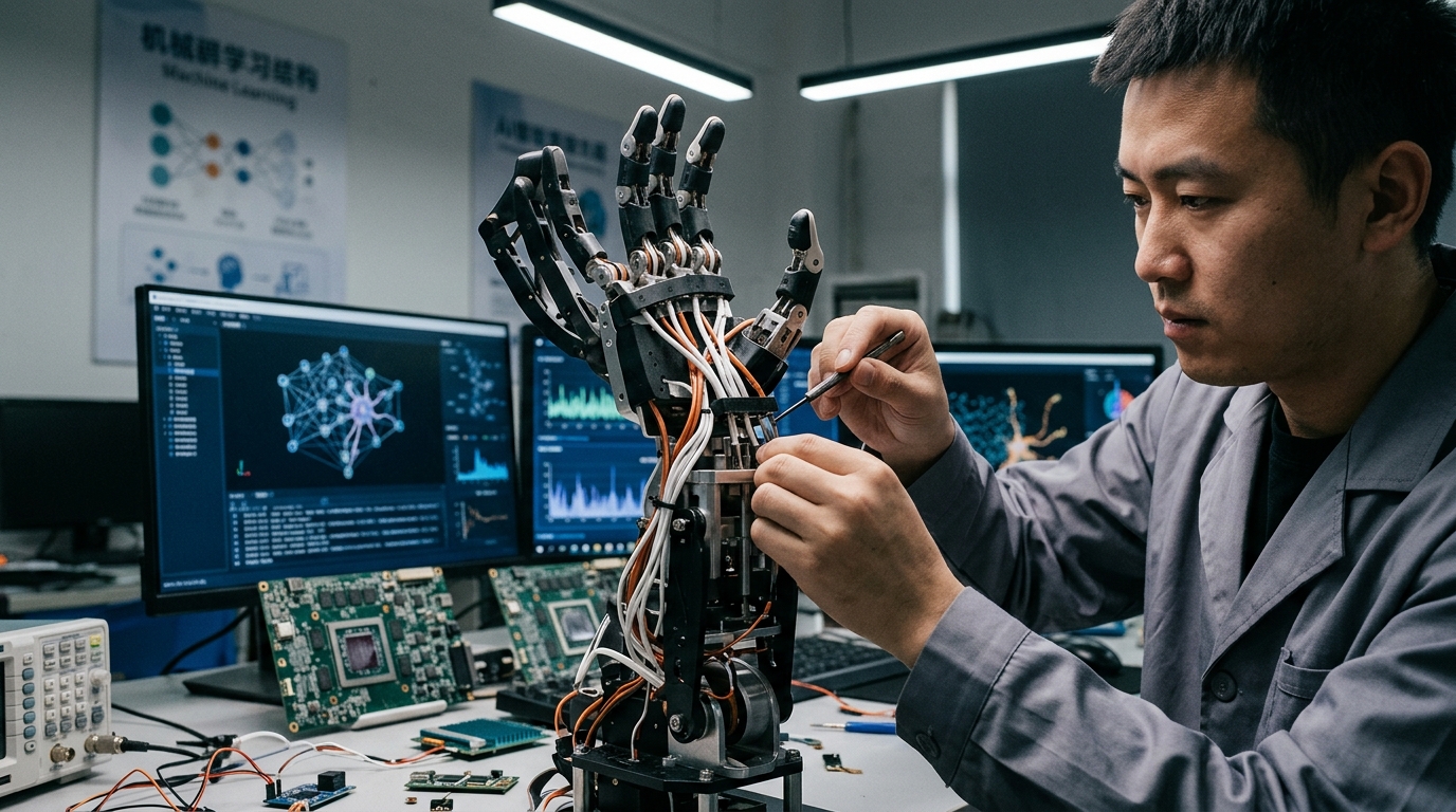 High-precision robotic hand in a Chinese technology laboratory.