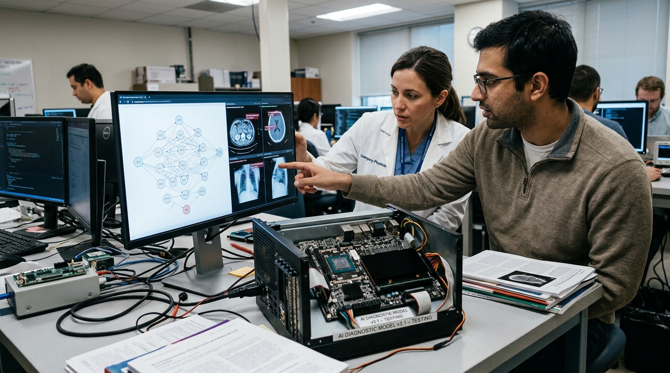 Medical diagnosis using Artificial Intelligence in a hospital ER setting.