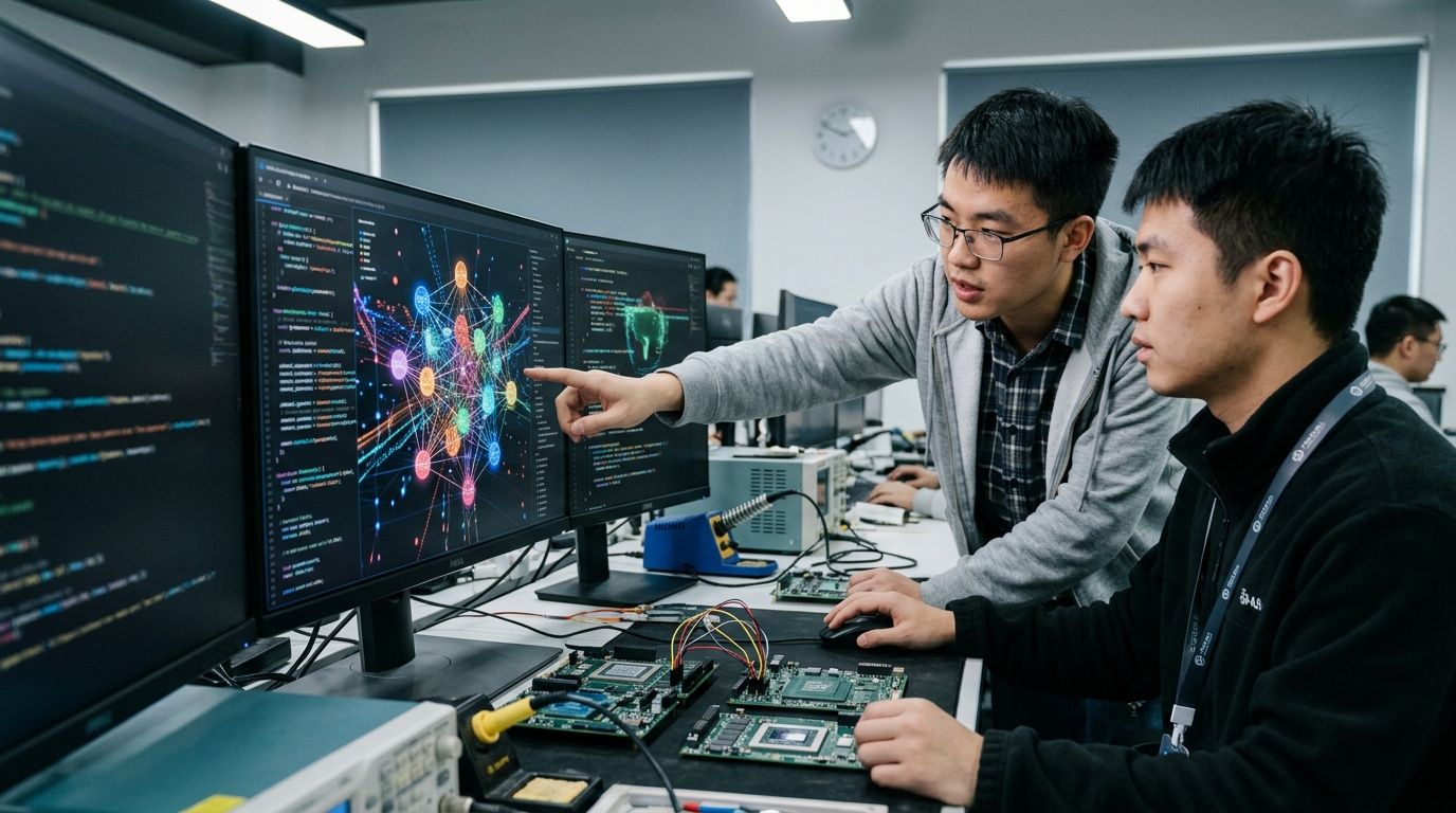 Digital representation of Chinese AI in cybersecurity featuring Zhipu and 01.AI logos.