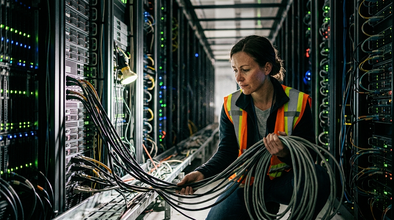 Data center με διακομιστές που συμβολίζουν την επίδραση της Τεχνητής Νοημοσύνης στο περιβάλλον.