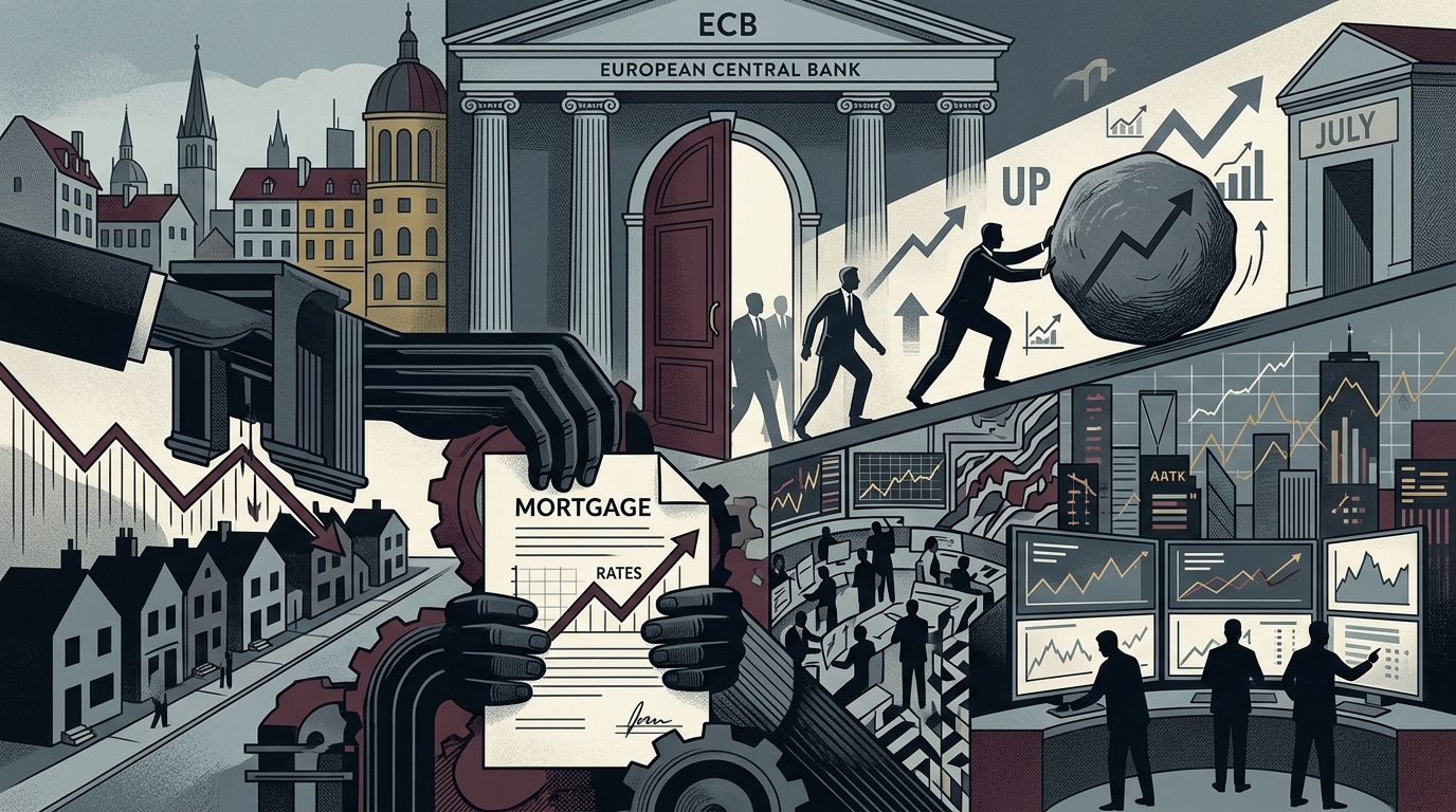 The European Central Bank headquarters in Frankfurt reflecting ECB interest rates policy.
