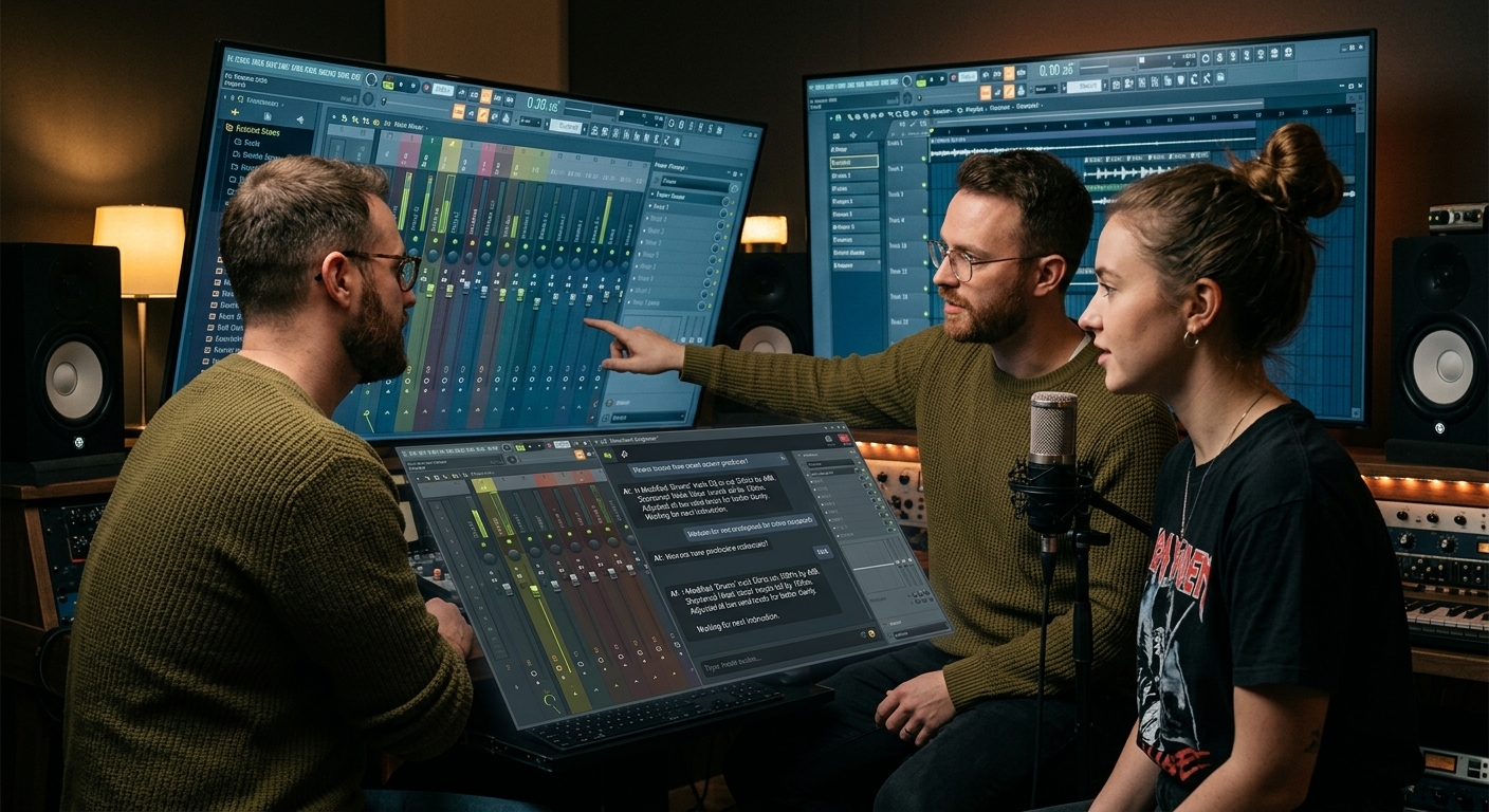 The FL Studio 2026 interface featuring the Gopher AI assistant for automated music mixing and DAW control.
