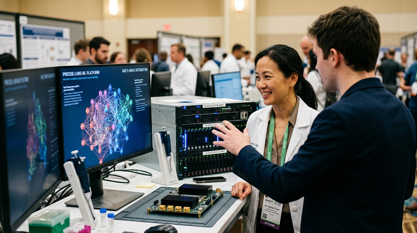 Machine learning platform analyzing lung cancer data for precision oncology at AACR 2026.