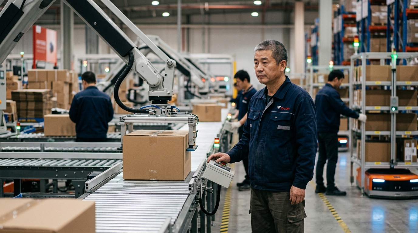 JD.com founder Richard Liu discussing AI and labor protection in China.