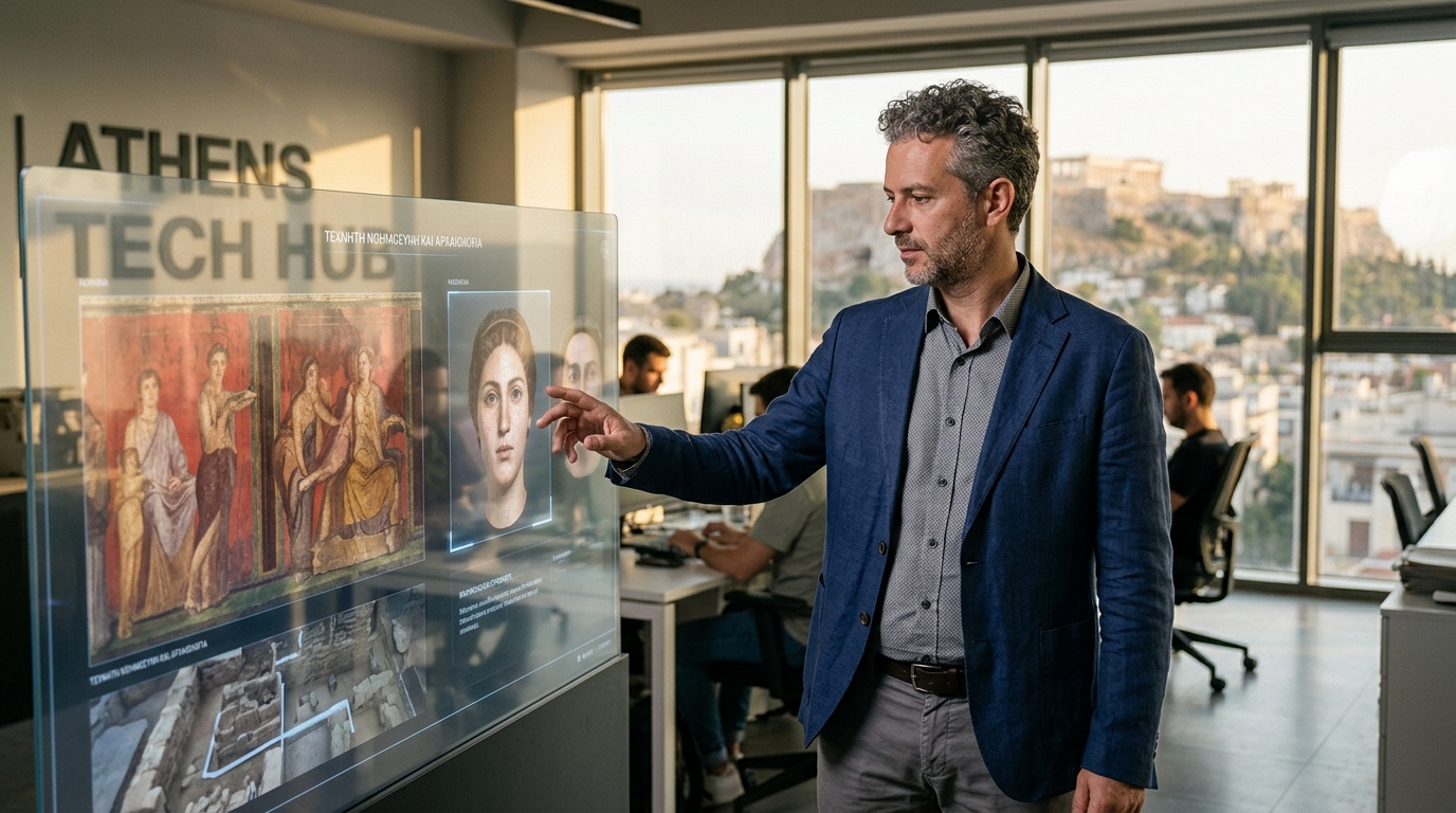 Digital reconstruction of a Pompeii victim using AI technology.