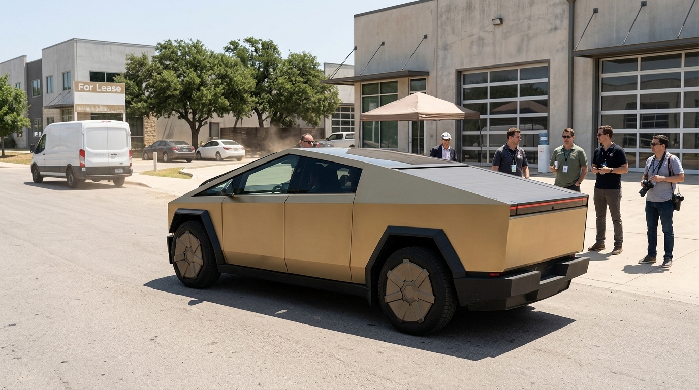 The new autonomous Tesla Cybercab vehicle during its launch event in Austin.