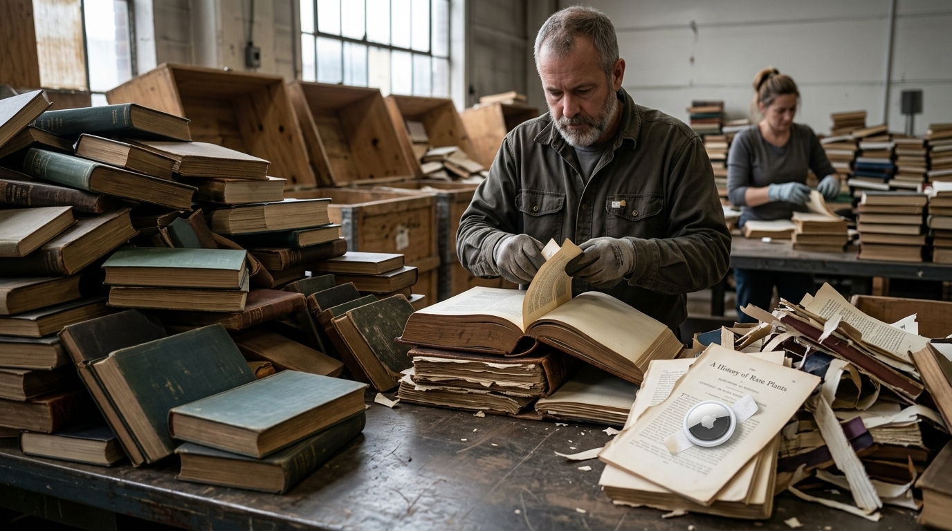 Rare books and Amazon logo for AI training