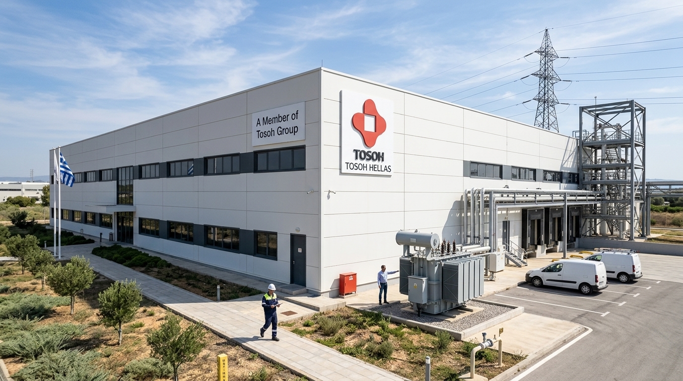 Tosoh Hellas industrial facilities in Sindos producing battery materials.