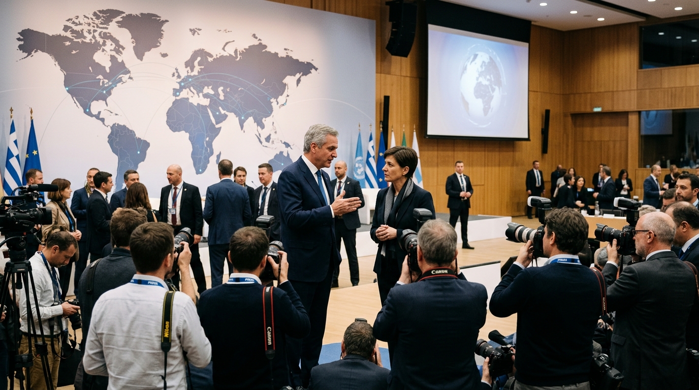 Digital network over a globe representing the rise of AI geopolitics.