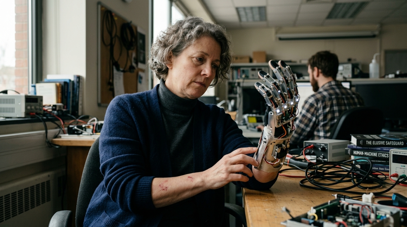 AI-powered robot in a laboratory setting, illustrating AI robot safety vulnerabilities.