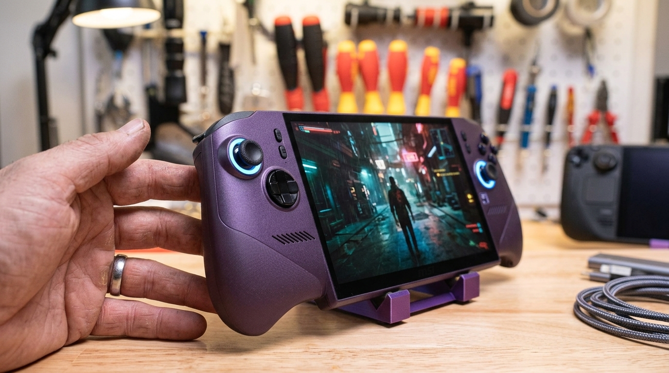 MSI Claw 8 AI+ handheld gaming console compared to Steam Deck.