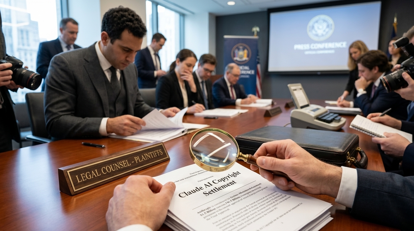 Anthropic logo and legal gavel representing the $1.5 billion AI copyright settlement.