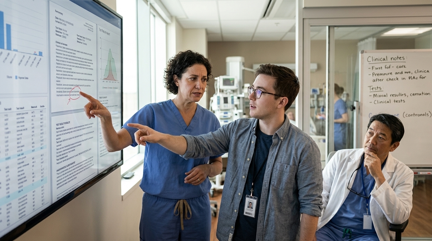 Digital representation of Clinical AI and medical decision-making processes.