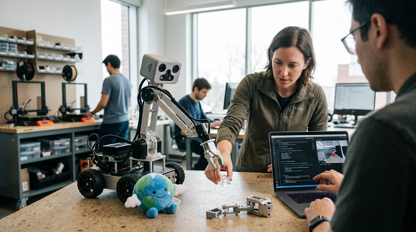 Robotic arm utilizing Hugging Face LeRobot software for embodied AI research.