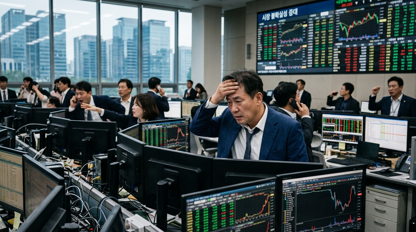 Stock market chart showing the rapid surge of AI stocks in South Korea.