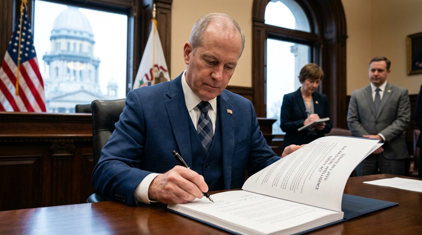 Illinois Governor signing the landmark AI safety law for frontier model audits.