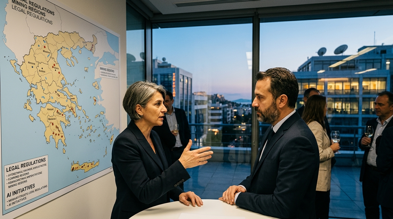 Γραφική απεικόνιση τεχνητής νοημοσύνης στην εξόρυξη μετάλλων και κρίσιμων πρώτων υλών.