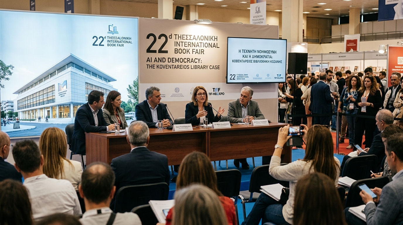 Τεχνητή Νοημοσύνη και Δημοκρατία: Η Κοβεντάρειος Βιβλιοθήκη Κοζάνης στην 22η Διεθνή Έκθεση Βιβλίου Θεσσαλονίκης
