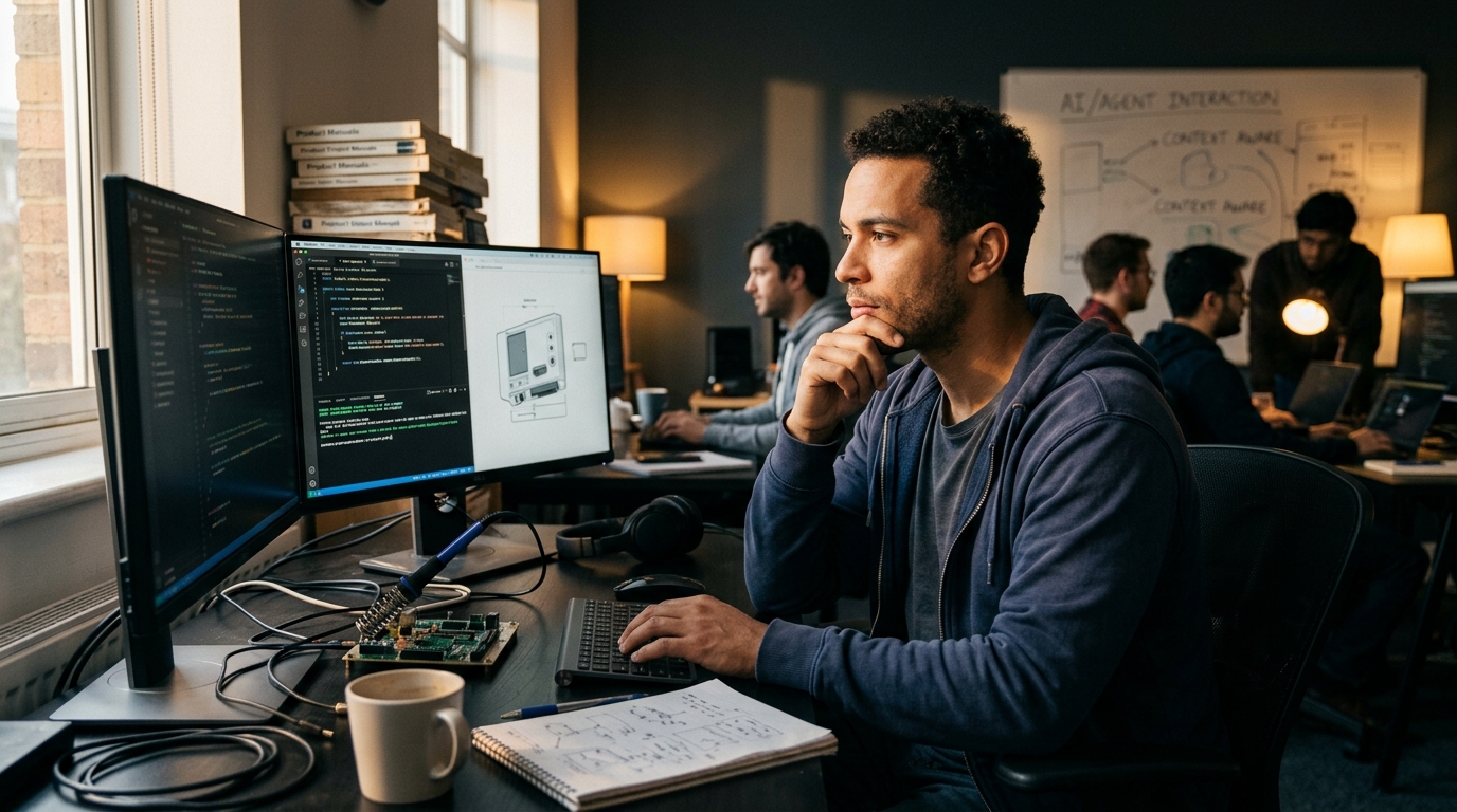An AI agent providing real-time instruction manual guidance for a smart device.